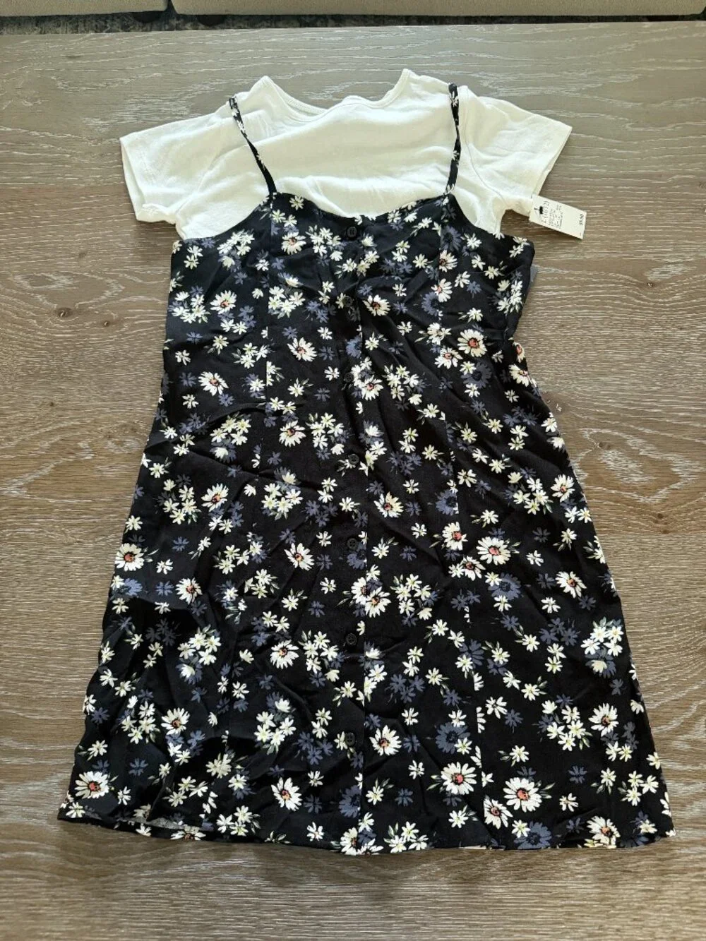 NWT! Girls art class 2 piece black floral pull on dress size large 10/12